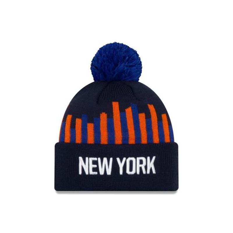 NBA New York Knicks 2019 Authentics City Series Pom Knit (AGP6667) - Blue New Era Beanies